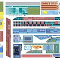 Modern Sports Field Fire Fighting Field Pavement Sports Field Greenway Line Drawing Court Park Landscape Fire Return Field 3d model