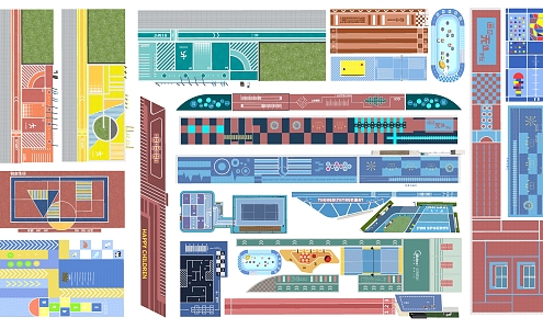 Modern Sports Field Fire Fighting Field Pavement Sports Field Greenway Line Drawing Court Park Landscape Fire Return Field 3d model