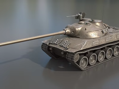 Military Tank Model With Long Cannon Tracks And Detailed Turret On Gray Surface 3d model Military Tank Model With Long Cannon Tracks And Detailed Turret On Gray Surface 3d model