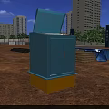 Outdoor Public Facility With Blue Body Yellow Base Screen And Control Panel 3d model