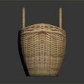 Handwoven Light Brown Wicker Basket With Two Handles And Intricate Weave
