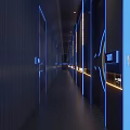 Modern KTV Corridor With Neon Lights And Room Numbers