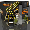 Anpot Exhibition Booth With Premium Quality Black Orange LED Strip Lights Car Display And Plants