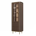 Elegant Wooden Wine Cabinet With Glass Door Drawers And Gold Accents