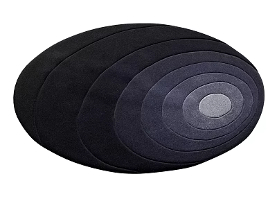 Round Carpet With Concentric Circles Design Black And Gray Soft Plush Texture For Home Decor 3d model