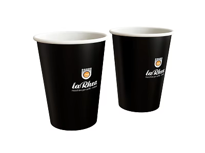 Two Black Paper Cups With White Rim And la Ola Logo Design 3d model
