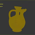 Handcrafted Ceramic Sculpture Carving With Yellow Green Glaze Spiral Patterns Handle And Spout