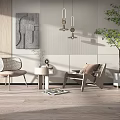 Modern leisure table and chair combination leisure chair combination 3d model