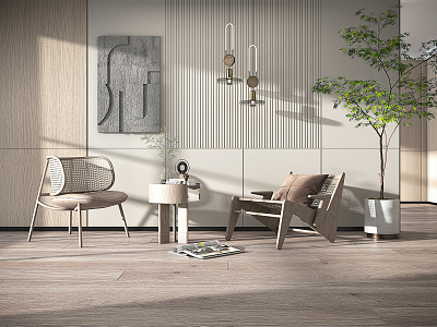 Modern leisure table and chair combination leisure chair combination 3d model