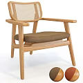 Natural Wooden Frame Lounge Chair with Mesh Backrest Brown Cushion and Color Options