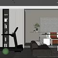 Modern Basement Multiplayer Sofa Treadmill Tea Table Fireplace Sideboard 3d model