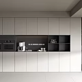 Modern Kitchen Sideboard With White Black Design Open Storage Shelves And Coffee Machine 3d model