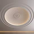 Elegant Circular Ceiling Design With Radiating Lines Central Ornament And Ambient Lighting 3d model