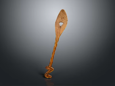 Artistic Carved Plant Sculpture With Spiral Pattern And Natural Wooden Texture 3d model