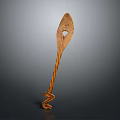 Artistic Carved Plant Sculpture With Spiral Pattern And Natural Wooden Texture