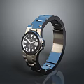 Luxury Stainless Steel Watch With Black Dial White Markers And Shiny Metallic Band