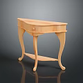 Light Colored Wooden Console Table With Curved Legs And Single Drawer Design 3d model