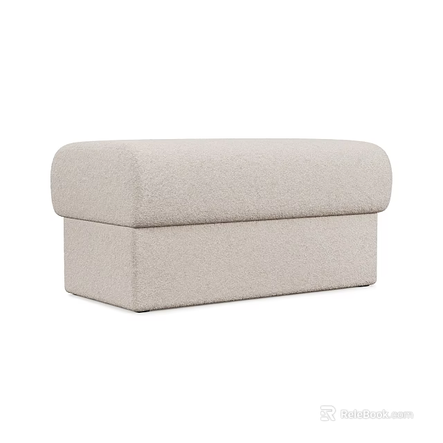 Beige Velvet Upholstered Sofa Bench With Storage Function And Modern Design 3d model 