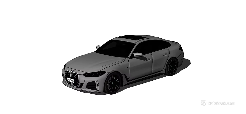 Modern Sporty Sedan Car Design With Sleek Body Black Wheels And Front Grille 3d model 