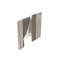 Modern Green And Beige Double Layer Curtains With Sheer Curtain And Curtain Rod Hook