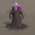 Mysterious Fantasy Man With Skeleton Head Purple Tentacles And Black Robe