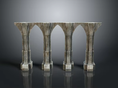 Stone Arch Decorative Architectural Component With Four Gothic Style Textured Structures 3d model
