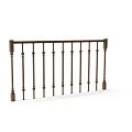 Brown Metal Railing With Classic Design Decorative Posts And Horizontal Bars