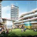 Aerial Planning For Modern Urban Development With High Rise Buildings Green Spaces And Roads