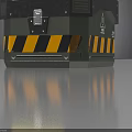 Military Weapon Storage Case With Green Black Design Top Grille And Yellow Warning Stripes