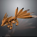 Stylized Orange Fox Low Poly 3D Model With Multiple White Tipped Tails 3d model