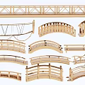 Different Types of Wooden Landscape Bridges Featuring Arched Flat and Railed Designs