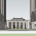 Modern Commercial Street With Multi Story Buildings Large Windows And Retail Storefronts