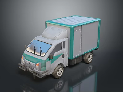 Small White And Green Delivery Truck With Enclosed Cargo Box Front Cabin And Compact Design 3d model