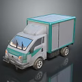 Small White And Green Delivery Truck With Enclosed Cargo Box Front Cabin And Compact Design
