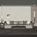 Modern Living Room Interior With Sectional Sofa Wooden Coffee Table And Area Rug
