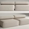 Modern Beige Fabric Two-Seater Sofa With Curved Backrest And Simple Design 3d model