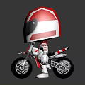 Cute Red And White Striped Cartoon Character With Motorcycle Model Ornament Decoration Set