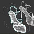 Red Patent Leather High Heel Sandals With Pearl Straps And Stiletto Heels
