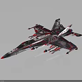Colorful Cosmic Aerospace Fighter Model With Complex Patterns On Dark Background