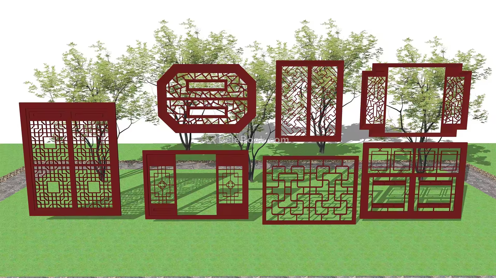 New Chinese-style cut-out window 3d model