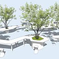 Modern tree pool special-shaped landscape tree pool seat 3d model