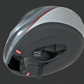 Motorcycle Helmet Featuring Modern Design Silver White Finish and Red Stripe Transparent Visor