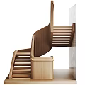 Elegant Modern Wooden Curved Staircase With Built in LED Step Lighting