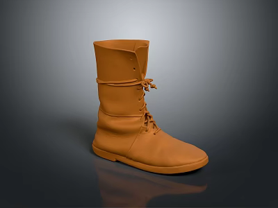 Classic Brown Leather Boots With Lace Up Design For Daily Use 3d model