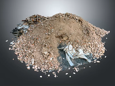Large Construction Debris Pile With Soil Rocks And Discarded Materials 3d model