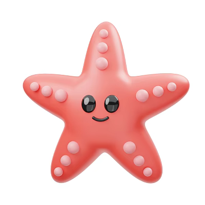 Cute Pink Starfish With Smiling Face Black Eyes And Pink Dots Design 3d model