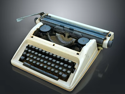 Vintage Typewriter With Classic Design Mechanical Keyboard And Roller Parts 3d model