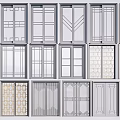 Various Modern Sliding Door Designs with Geometric Patterns and Glass Panels 3d model