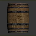 Vintage Wooden Barrel With Metal Hoops And Carved Design For Home Decor