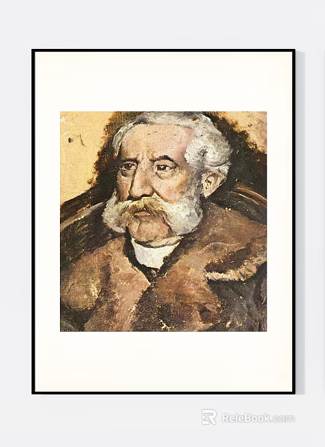 Classical Portrait Painting of Elderly Man with White Curly Hair and Beard 3d model 